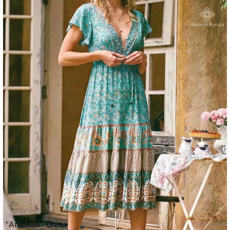 Arabella" Dress - Boho Midi Dresses for Sale | Terra of Heaven Arabella" Dress - Boho Midi Dresses for Sale | Terra of Heaven