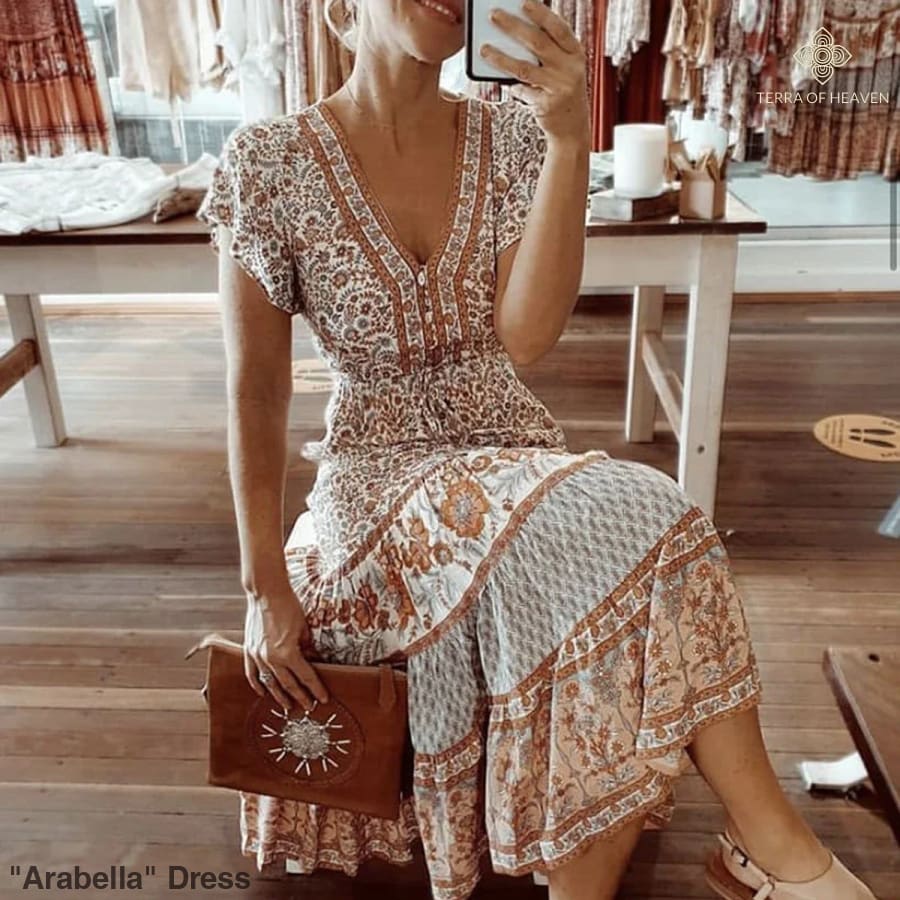 Arabella" Dress - Boho Midi Dresses for Sale | Terra of Heaven Arabella" Dress - Boho Midi Dresses for Sale | Terra of Heaven