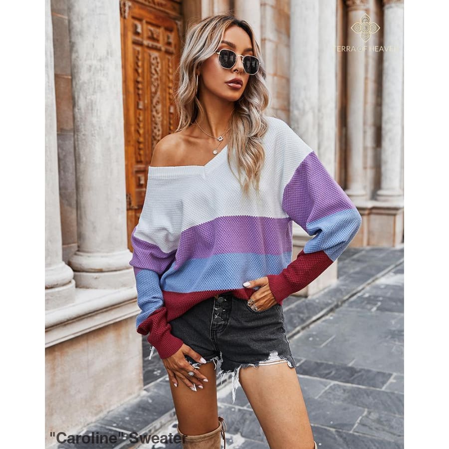 Caroline Sweater - L / Purple - sweater