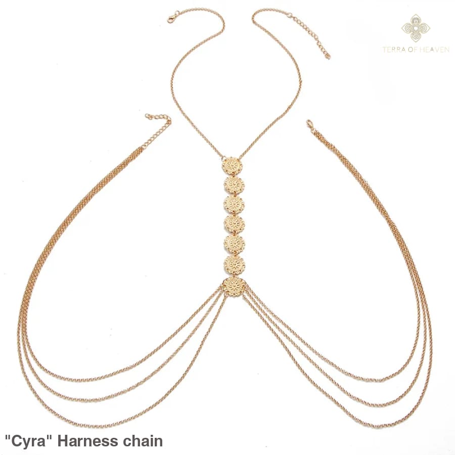 ’Cyra’ Harness chain - Gold - Swimsuit