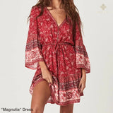 ’Magnolia’ Dress - red / S - Dress