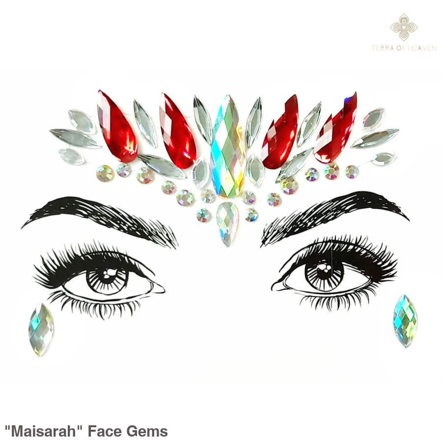 ’Maisarah’ Face Gems - Red-White - Face gems