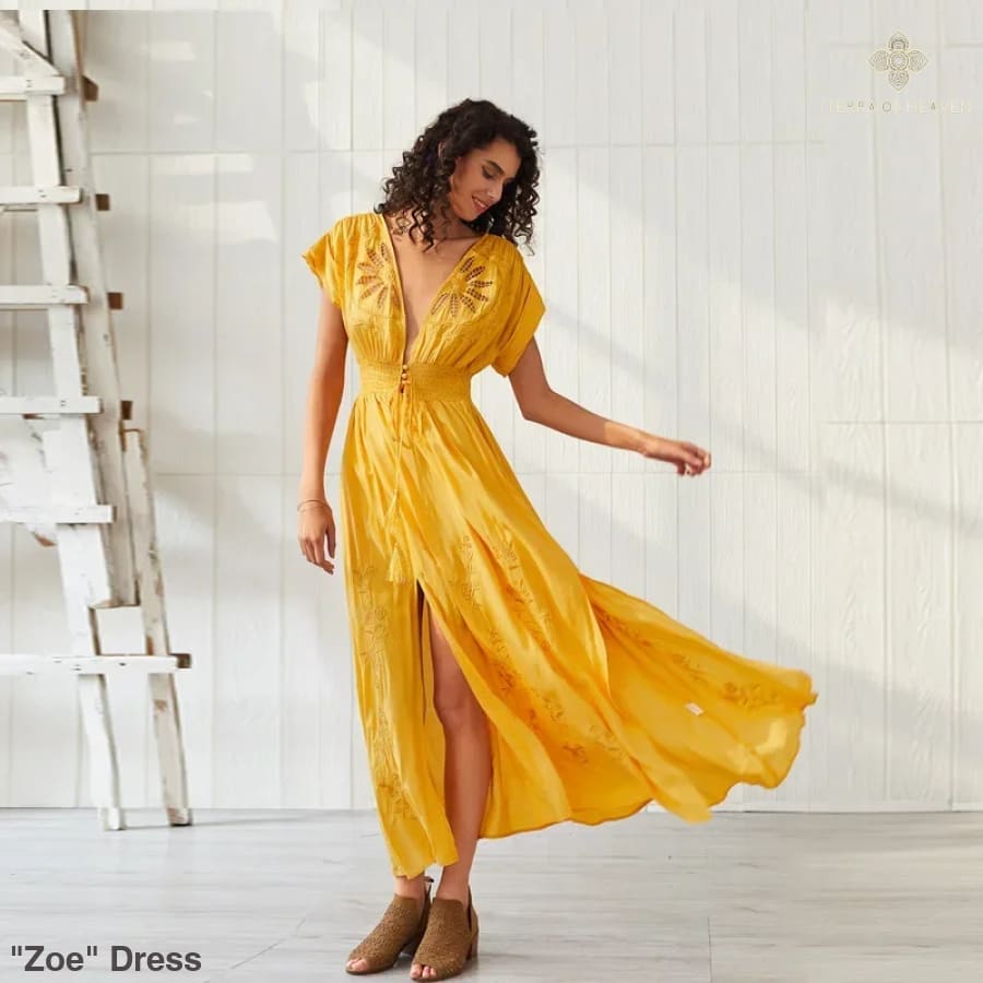 ’Zoe’ Dress - Yellow / XXL - Dress