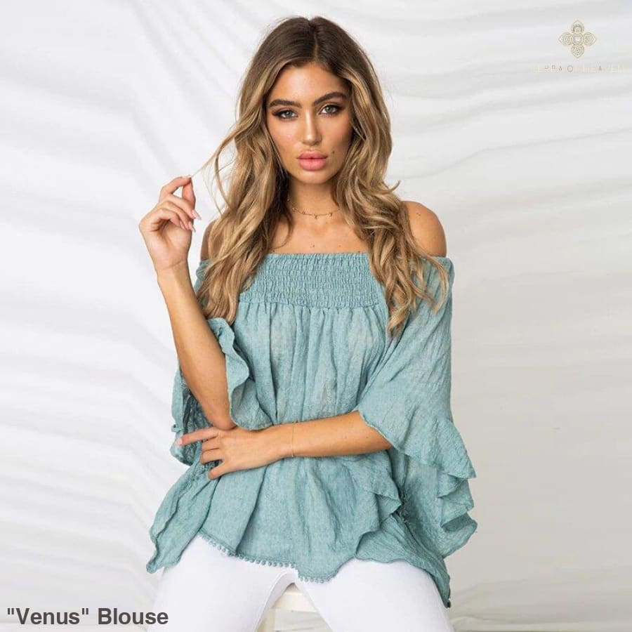 venus ruffle off the shoulder top